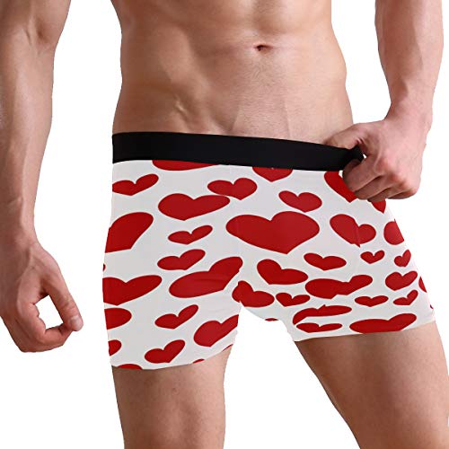ZZKKO Red Love Heart Mens Boxer Briefs Underwear Breathable Stretch Boxer Trunk with Pouch L - Image 5