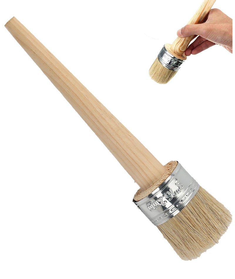 Indusoire Chalk Paint, Diameter 50mm/1.97in Round Brush for Painting, Durable Creative Portable Wax Brush, Drawing Brushes Wooden Brushes, Chalk and Wax Paint Brush for Furniture - Image 1