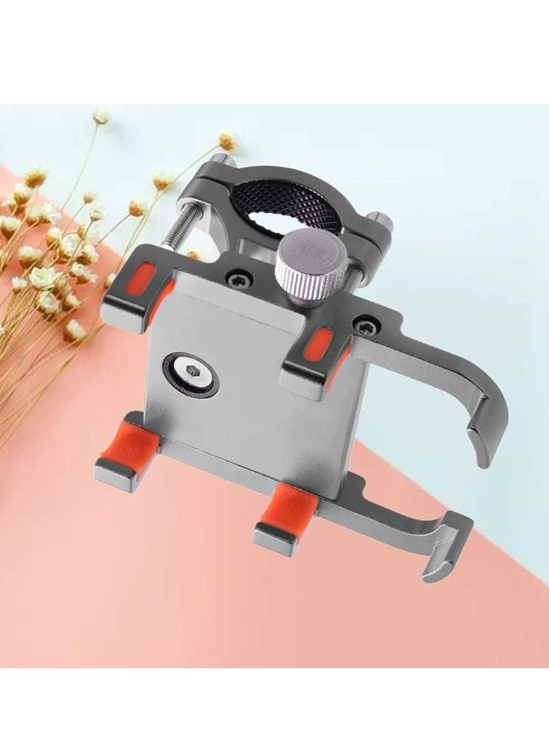 Y&D - Phone Holder Stand for Car Bicycle Motorcycle Mount Six-claw Aluminum Alloy Mobile Bracket Bike Navigation Fixing Frame Stainless Silver - Image 1