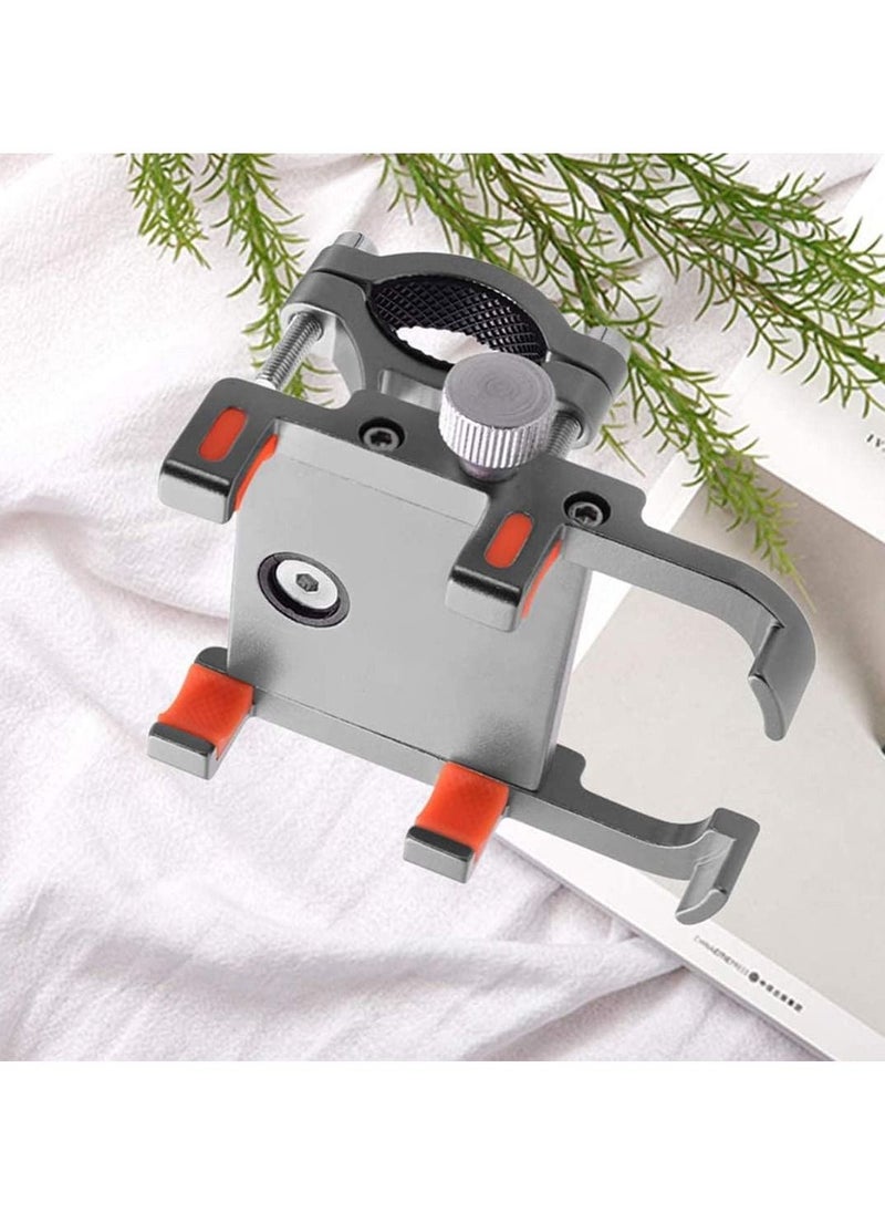 Y&D - Phone Holder Stand for Car Bicycle Motorcycle Mount Six-claw Aluminum Alloy Mobile Bracket Bike Navigation Fixing Frame Stainless Silver - Image 1
