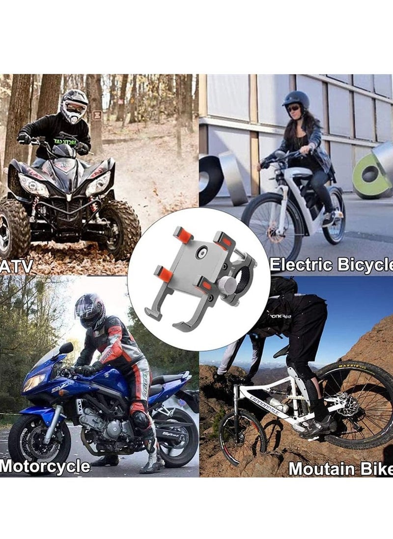 Y&D - Phone Holder Stand for Car Bicycle Motorcycle Mount Six-claw Aluminum Alloy Mobile Bracket Bike Navigation Fixing Frame Stainless Silver - Image 1