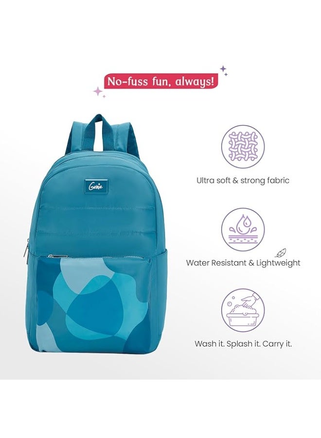 Genie Sabrina Casual Backpack for Girls |17 In-20 Ltr with Laptop Sleeve, Two Compartments and Trolley Sleeve with Padded Shoulders |Best for Books,Stationery,Lunch Box & Essentials - Dark Green - Image 3