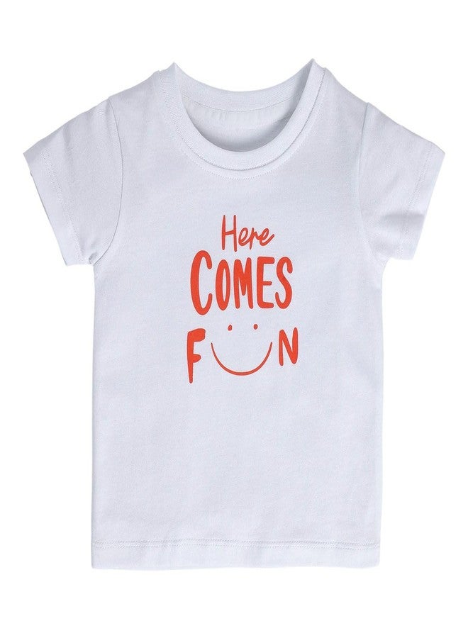 miniklub Baby Round Neck Knitted Cotton White/Orange Color Printed Clothing Set, Pack Of 2 (18-24M) - Image 4
