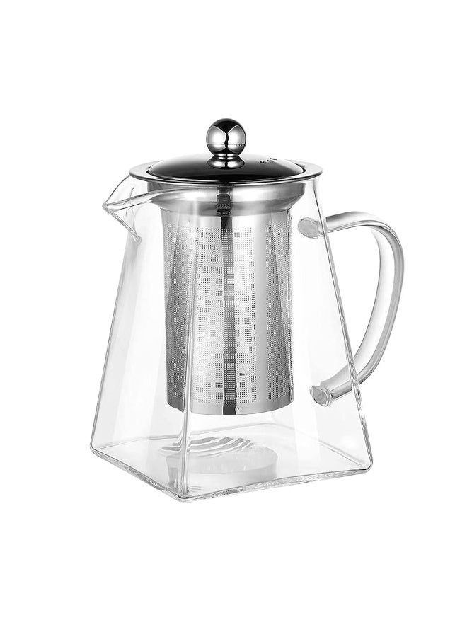 سبيس شوب أباريق الشاي الزجاجية مع غطاء وفتحة نقع فائقة الدقة تساعد على تحضير الشاي بطريقة بسيطة وسريعة مع نقع قابل للإزالة مصنوع من الفولاذ المقاوم للصدأ بدرجة الطعام وهو آمن للغاية وسهل التنظيف - Image 1