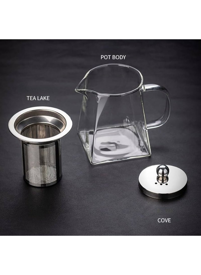 سبيس شوب أباريق الشاي الزجاجية مع غطاء وفتحة نقع فائقة الدقة تساعد على تحضير الشاي بطريقة بسيطة وسريعة مع نقع قابل للإزالة مصنوع من الفولاذ المقاوم للصدأ بدرجة الطعام وهو آمن للغاية وسهل التنظيف - Image 2