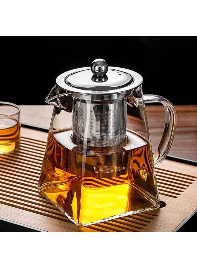 سبيس شوب أباريق الشاي الزجاجية مع غطاء وفتحة نقع فائقة الدقة تساعد على تحضير الشاي بطريقة بسيطة وسريعة مع نقع قابل للإزالة مصنوع من الفولاذ المقاوم للصدأ بدرجة الطعام وهو آمن للغاية وسهل التنظيف - Image 3