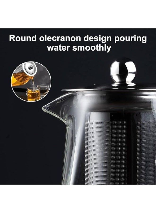 سبيس شوب أباريق الشاي الزجاجية مع غطاء وفتحة نقع فائقة الدقة تساعد على تحضير الشاي بطريقة بسيطة وسريعة مع نقع قابل للإزالة مصنوع من الفولاذ المقاوم للصدأ بدرجة الطعام وهو آمن للغاية وسهل التنظيف - Image 4