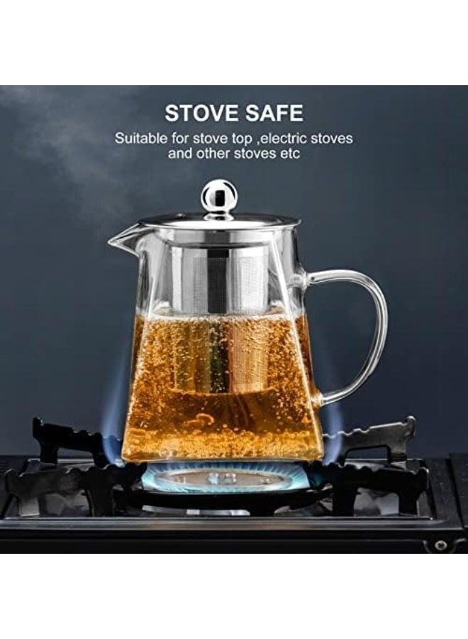 سبيس شوب أباريق الشاي الزجاجية مع غطاء وفتحة نقع فائقة الدقة تساعد على تحضير الشاي بطريقة بسيطة وسريعة مع نقع قابل للإزالة مصنوع من الفولاذ المقاوم للصدأ بدرجة الطعام وهو آمن للغاية وسهل التنظيف - Image 5