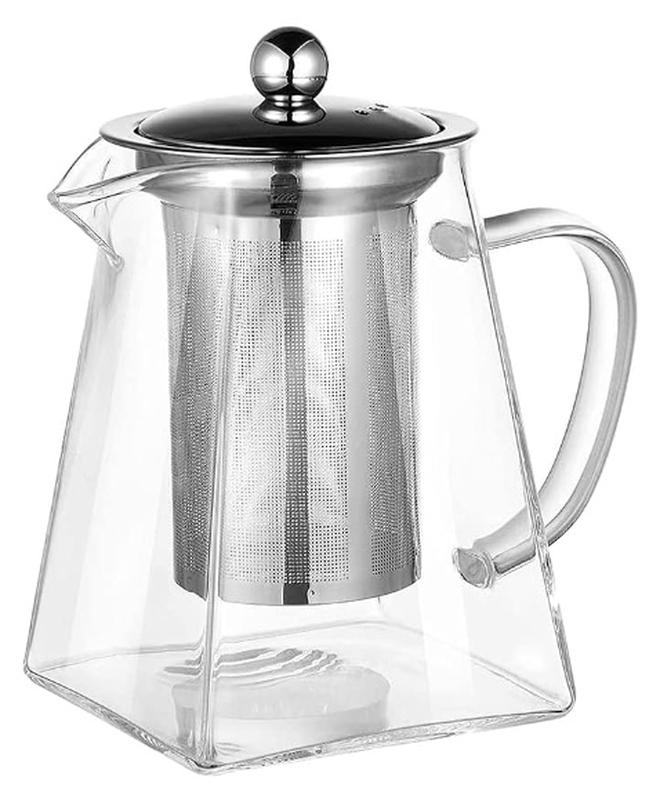 Spaceshoop Glass teapots with lid and ultra fine infuser hole help prepare tea in a simple and quick way with a removable infuser made of food grade stainless steel that is very safe and easy to clean - Image 1