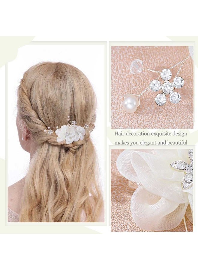 Foyte Crystal Flower Hair Comb Wedding Headpiece Silver Rhinestone Hair Piece Bride Pearl Hair Accessories for Women - Image 4