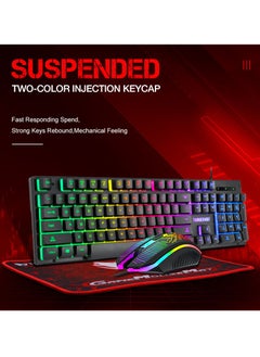 T-WOLF 3-in-1 Gaming Keyboard and Mouse MousePad Combo, 104 Key RGB Backlit Mechanical-Feel Keyboard + 2400 DPI 7-Color Gaming Mouse + Waterproof Non-Slip Mouse Pad (28x23cm) – Ergonomic Bundle for PC, Esports, and Office  - Image 3