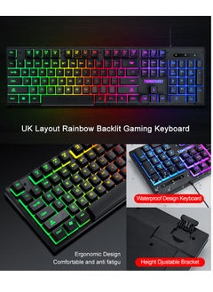 T-WOLF 3-in-1 Gaming Keyboard and Mouse MousePad Combo, 104 Key RGB Backlit Mechanical-Feel Keyboard + 2400 DPI 7-Color Gaming Mouse + Waterproof Non-Slip Mouse Pad (28x23cm) – Ergonomic Bundle for PC, Esports, and Office  - Image 4