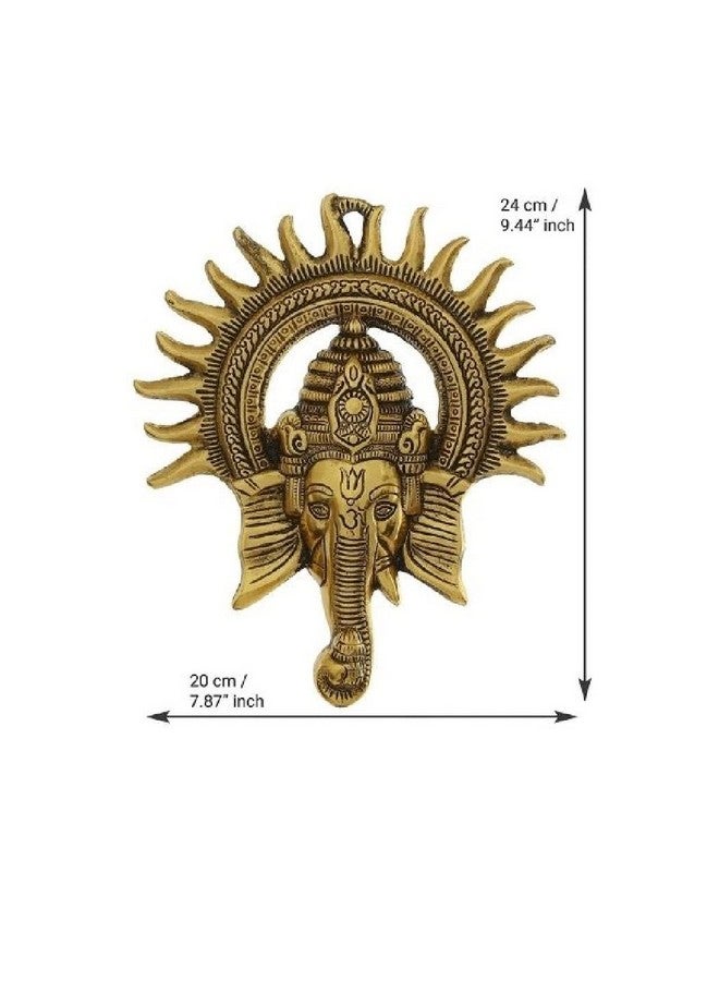 Denique Metal Wall Hanging Idol God Ganpati for Entrance - Show Pieces for Home Decor Items for Living Room Ganpati Murti Idol Showpiece Office Decoration - Golden Gold Color,1Pieace - Image 3
