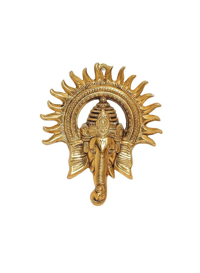Denique Metal Wall Hanging Idol God Ganpati for Entrance - Show Pieces for Home Decor Items for Living Room Ganpati Murti Idol Showpiece Office Decoration - Golden Gold Color,1Pieace - Image 5