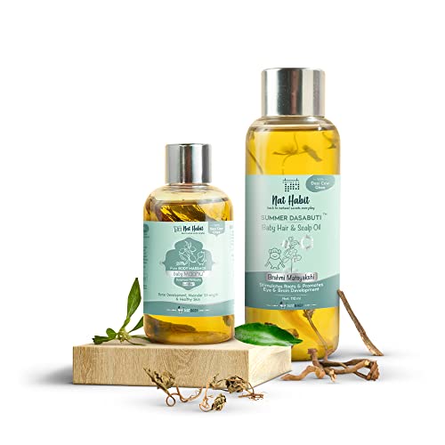 Nat Habit Summer Body Massage Oil + Hair Oil | Balamool Nimbuka Maahu | Brahmi Matsyakshi Hair Oil | Bone & Muscle Development | Promotes Brain Development, Hair Stimulation| Combo - Image 1
