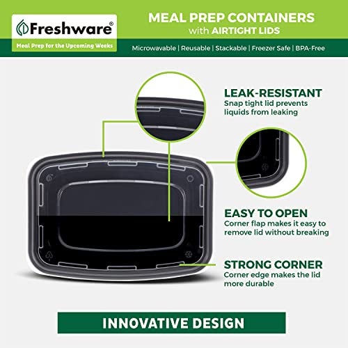 Freshware Meal Prep Containers 50 Pack 1 Compartment Food Storage Containers with Lids Bento Box BPA Free Stackable MicrowaveDishwasherFreezer Safe 16 oz - Image 3