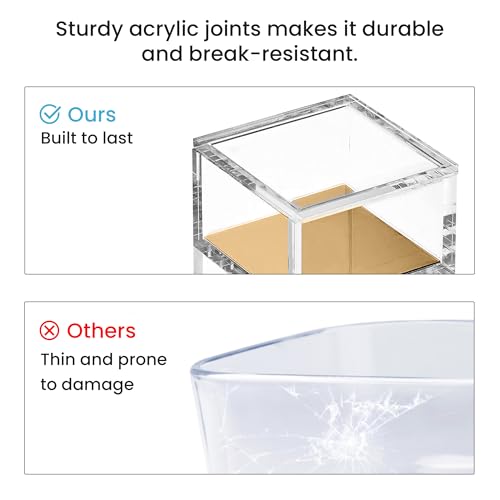 OfficeGoods 3-Tier Stackable Acrylic Holder- Stylish Desk Organizer and Storage for Office or Home – Transparent Square Design with Gold Metal Base - Image 5