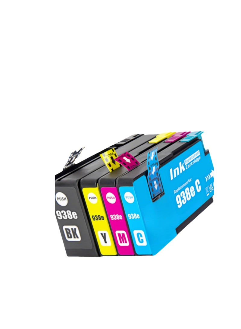 Terabyte 938 Compatible Ink Cartridge Replacement for 938 938e for Hp Officejet Pro 9120, 9120b, 9110b, 9130, 9130b 9720, 9730, printer Black/Magenta/Cyan/Yellow 4-Pack - Image 1