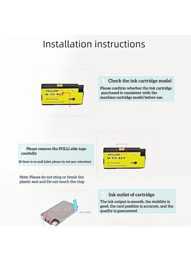 Terabyte 938 Compatible Ink Cartridge Replacement for 938 938e for Hp Officejet Pro 9120, 9120b, 9110b, 9130, 9130b 9720, 9730, printer Black/Magenta/Cyan/Yellow 4-Pack - Image 4