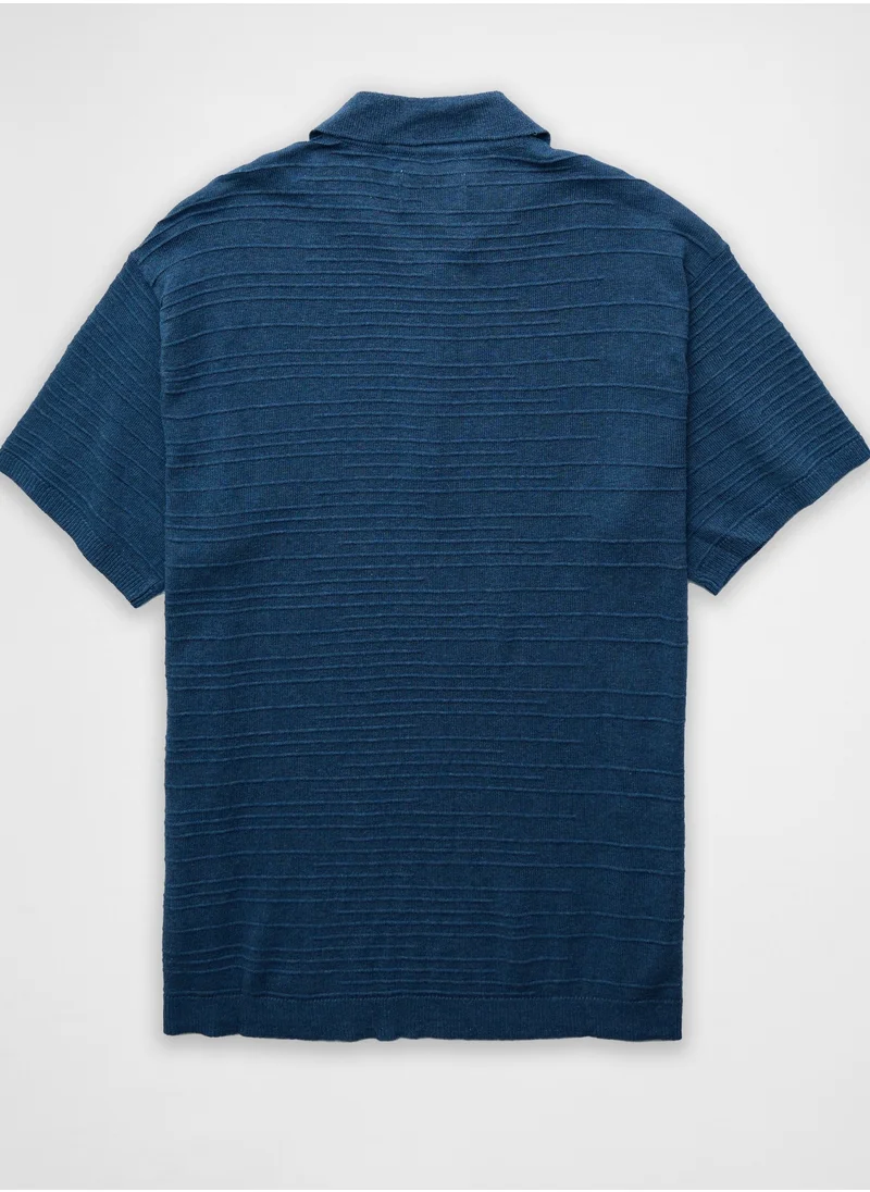 American Eagle AE Linen-Blend Sweater Polo Shirt