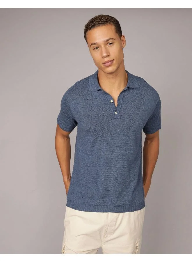 American Eagle AE Linen-Blend Sweater Polo Shirt