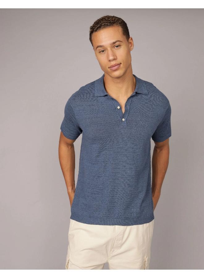 American Eagle AE Linen-Blend Sweater Polo Shirt - Image 1