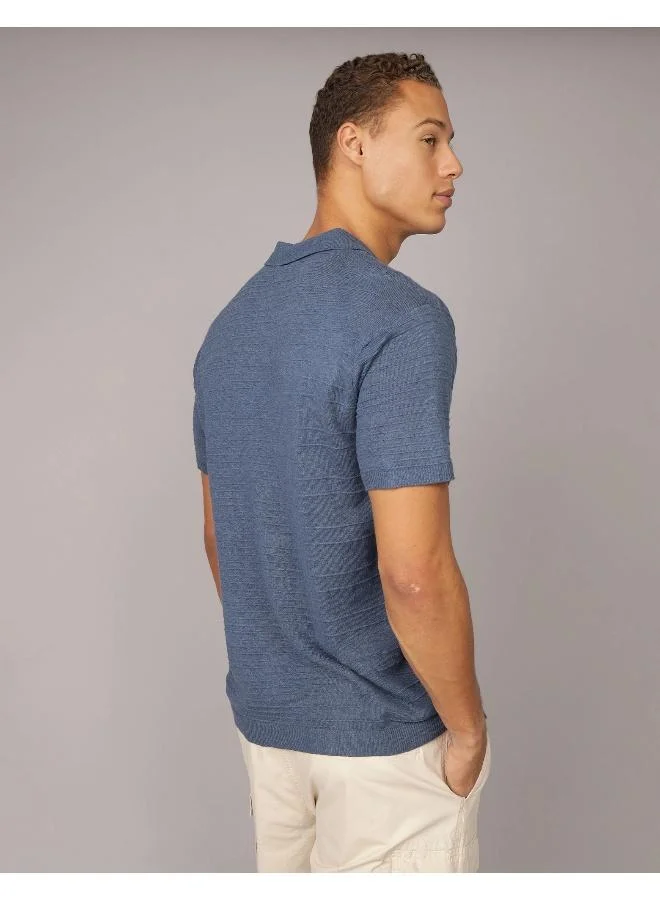 American Eagle AE Linen-Blend Sweater Polo Shirt