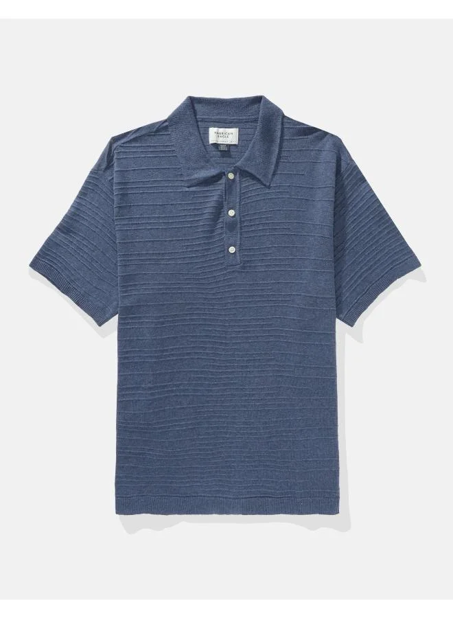 American Eagle AE Linen-Blend Sweater Polo Shirt