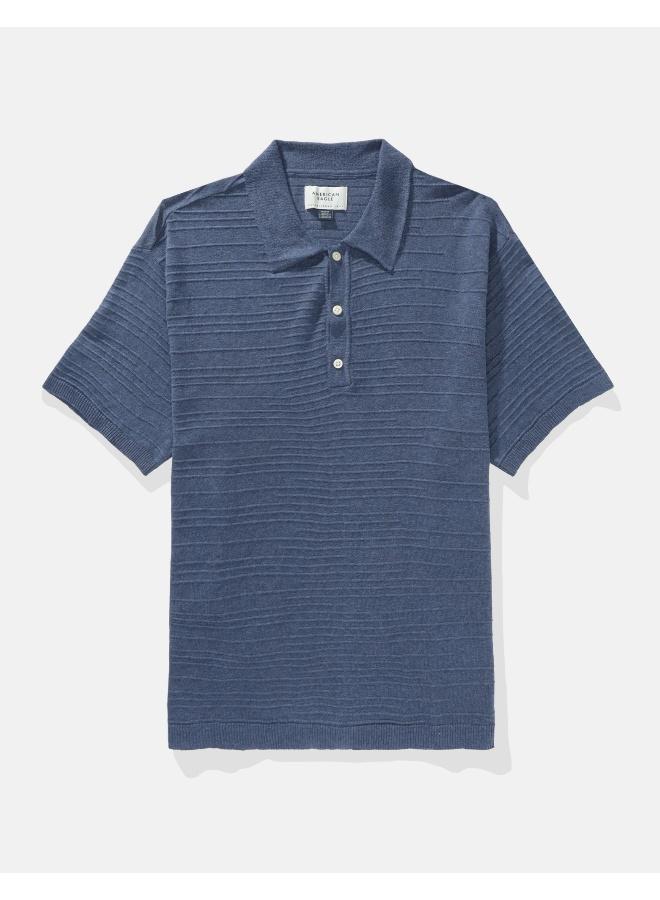 American Eagle AE Linen-Blend Sweater Polo Shirt - Image 3