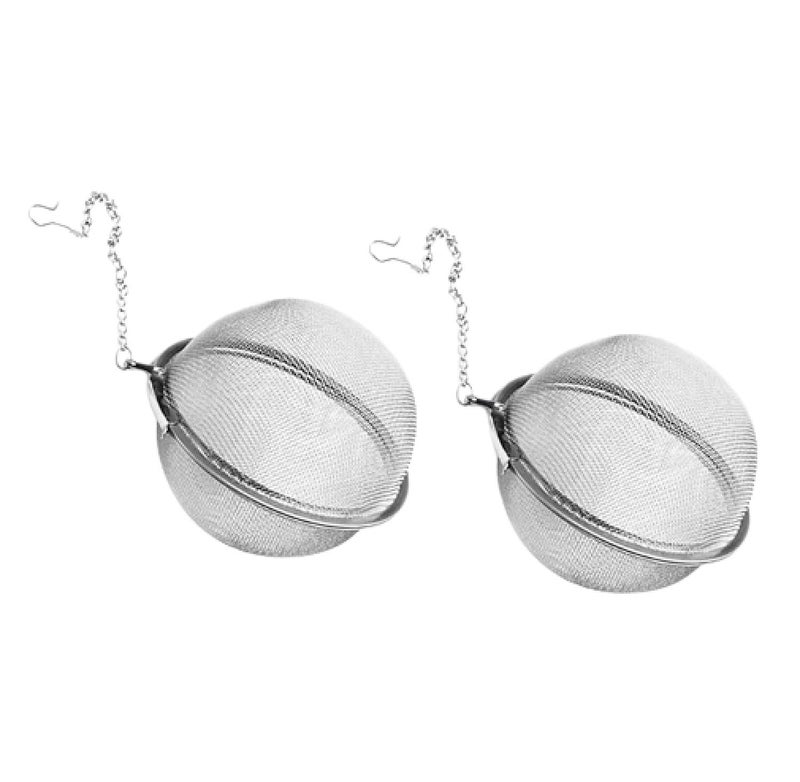 HEXONIQ® Stainless Steel Tea Ball Strainer Mesh Infuser Filter Reusable Spice Filter Ball Herbs Infuser with Extended Chain Hook for Loose Leaf Tea and Spices Seasoning (Large, Pack of 2) - Image 1
