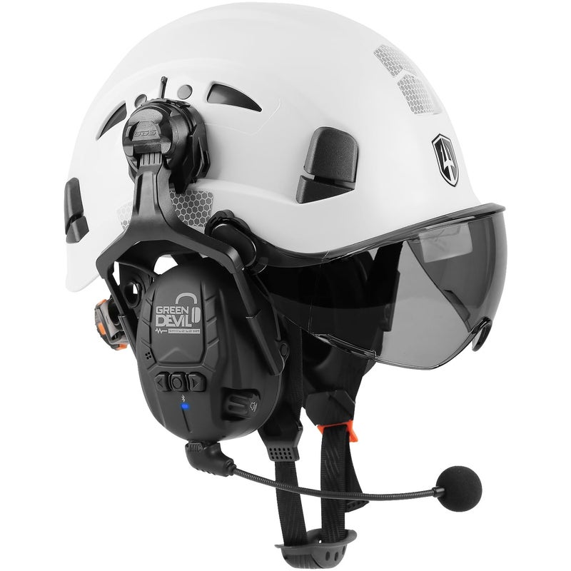 GREEN DEVIL Hard Hat Safety Helmet with Visor and Bluetooth Ear Muffs Full Protection Vented Work Hardhat ANSI Z891 Cascos De Construccion for Industrial Construction Forestry - Image 2