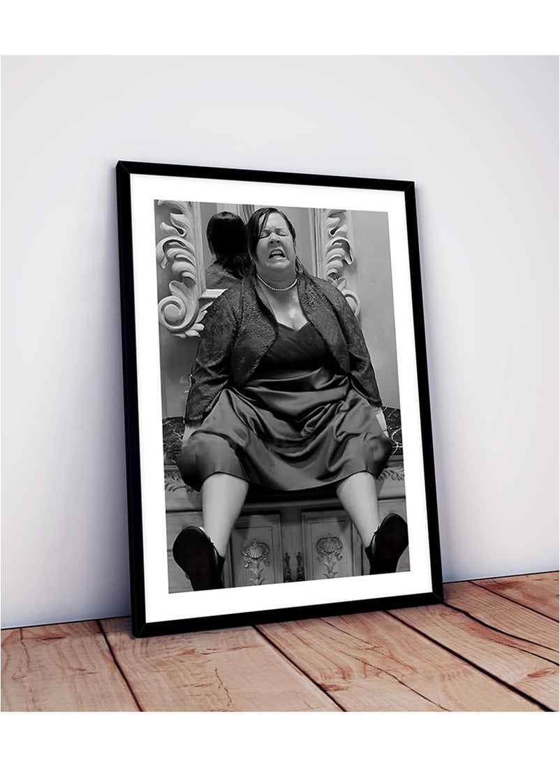 Spoil Your Wall Chubby Lady Bathroom Funny Design Wall Poster with Black Frame, Wall Arts Home Décor Photo Frames, 30x40 cm by Spoil Your Wall  - Image 2