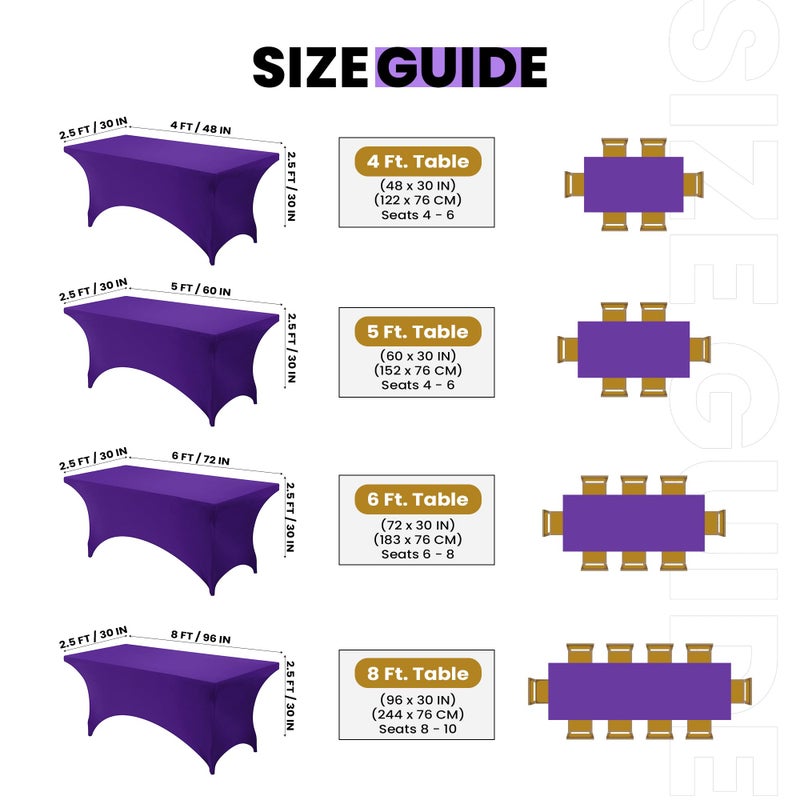 Utopia Kitchen 6ft Spandex Table Cloth Rectangle [2 Pack  Purple] 200GSM Premium Stretch  Lycra  Washable and Wrinkle Resistant Table Cover Fitted for Event  Wedding  Banquet [72Lx30Wx30H Inch] - Image 2