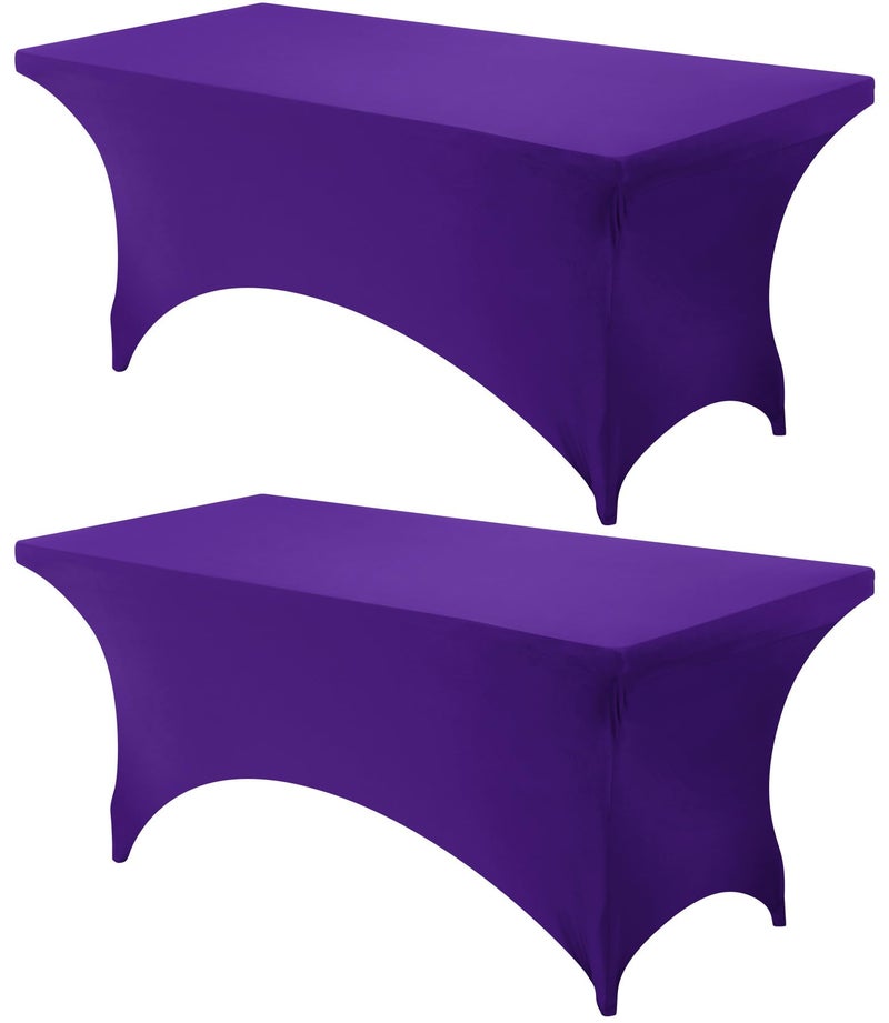 Utopia Kitchen 6ft Spandex Table Cloth Rectangle [2 Pack  Purple] 200GSM Premium Stretch  Lycra  Washable and Wrinkle Resistant Table Cover Fitted for Event  Wedding  Banquet [72Lx30Wx30H Inch] - Image 1