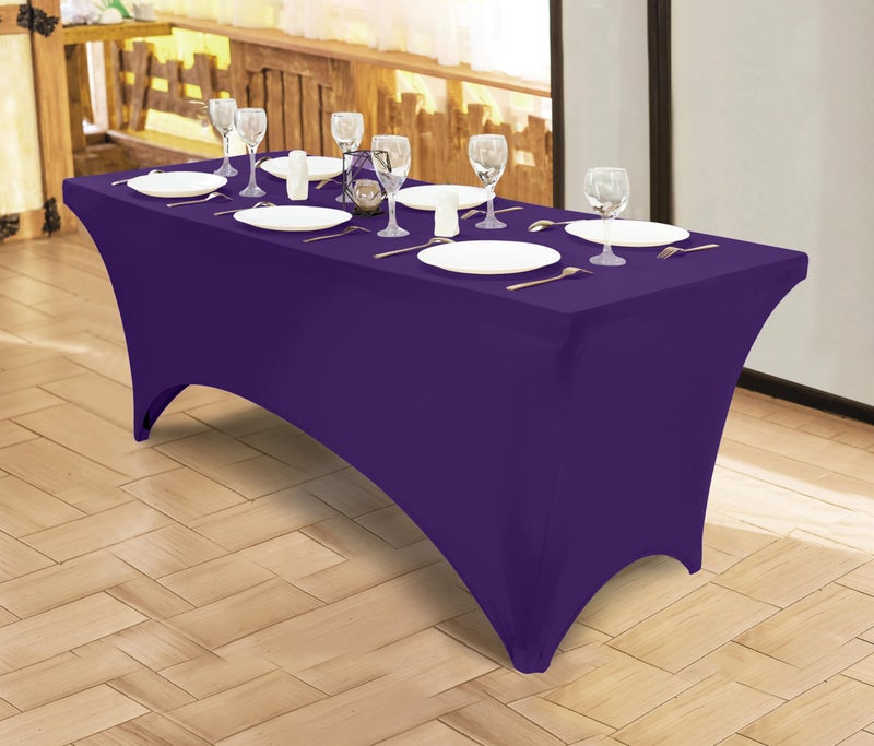 Utopia Kitchen 6ft Spandex Table Cloth Rectangle [2 Pack  Purple] 200GSM Premium Stretch  Lycra  Washable and Wrinkle Resistant Table Cover Fitted for Event  Wedding  Banquet [72Lx30Wx30H Inch] - Image 4