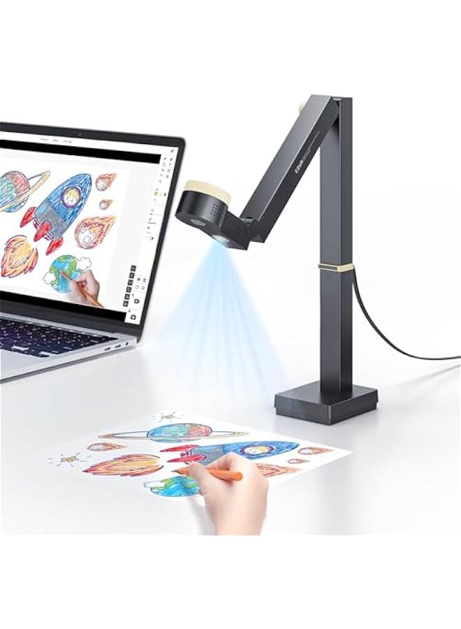 سي زد يو ار CZUR Fancy S Pro USB Document Camera for Teacher, 12MP 4K Webcam with Microphone and LED Light, Up to 60fps, Auto Focus, for Remote Teaching, Web Conference, for Mac and Windows, Black - Image 1