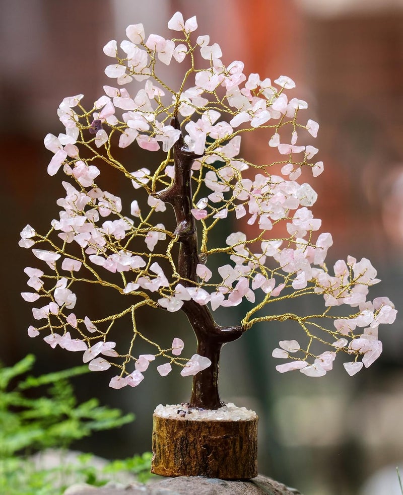 Crocon Rose Quartz Chakra Tree of Life, Crystal Tree - Handmade Gemstone Tree, Feng Shui Tree, Crystal Decoration, Artificial Tree, Spiritual Gift, Money Tree Bonsai, Rose Quartz Tumble Hanging - Image 2