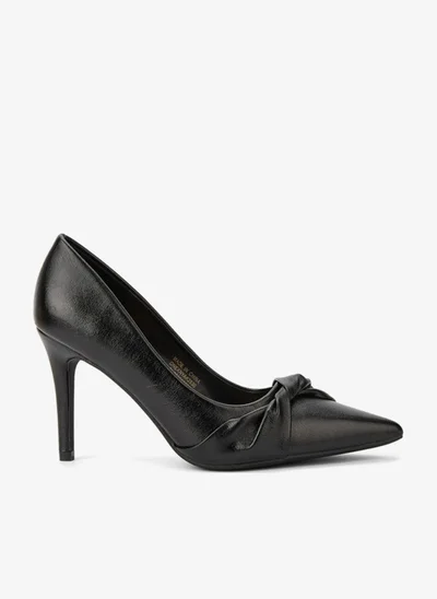 Paprika Knot Accent Slip-On Pumps with Stiletto Heels