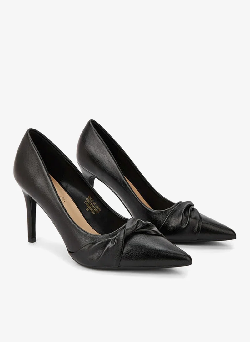 Paprika Knot Accent Slip-On Pumps with Stiletto Heels