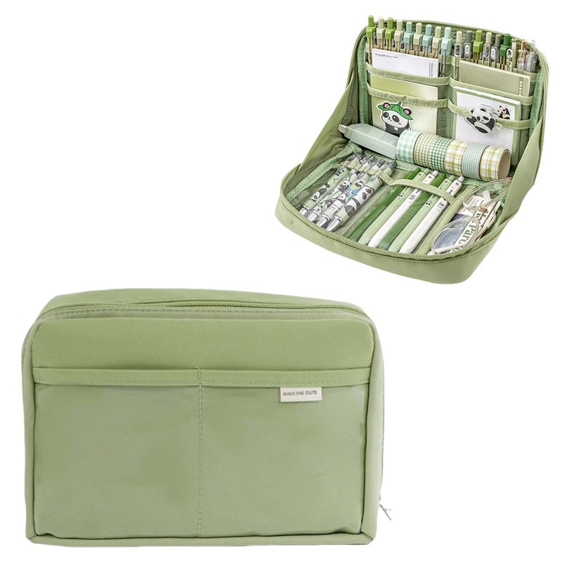 UIVXXUD Kawaii Cute Aesthetic Pencil Case Large Capacity Canvas Pen Pouch Bag Green - Image 2