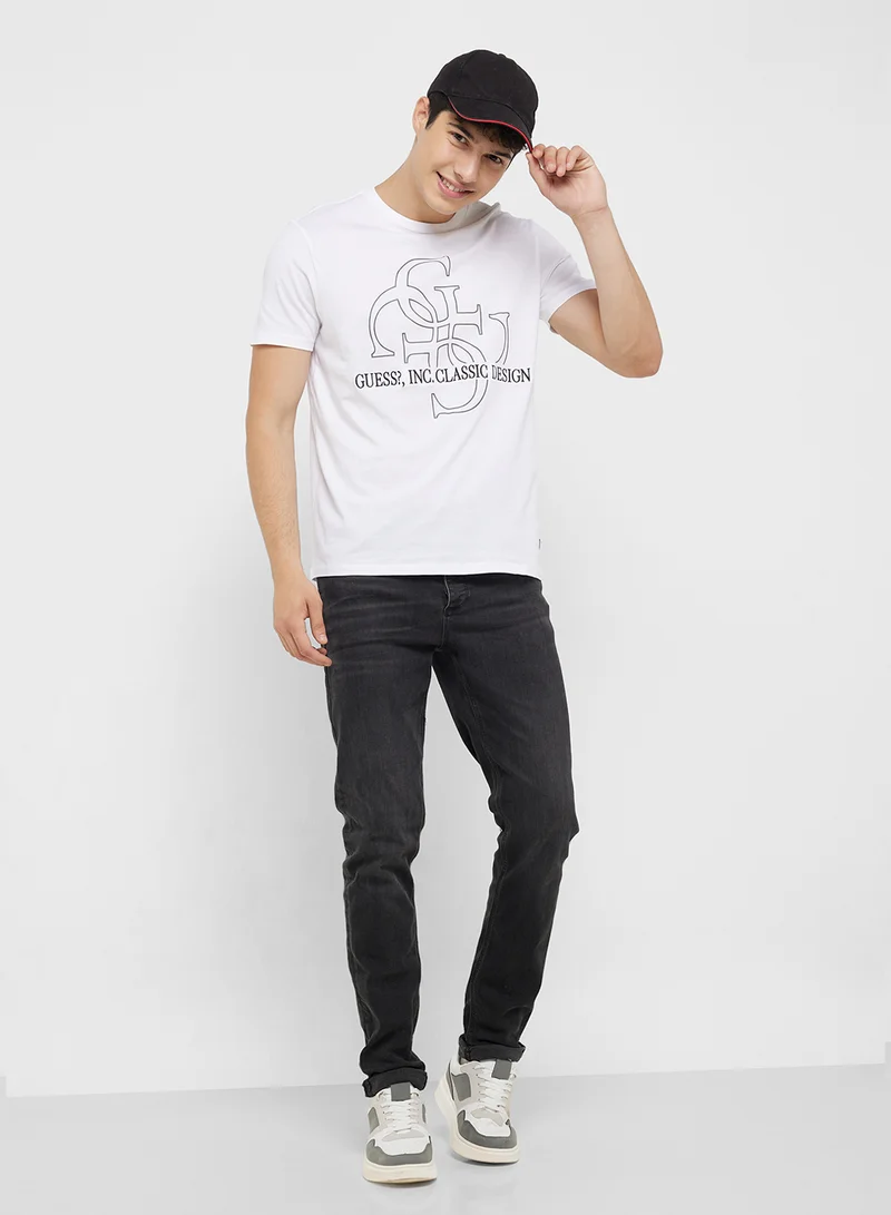 GUESS Printed Short Sleeve Crew Neck T-Shirt