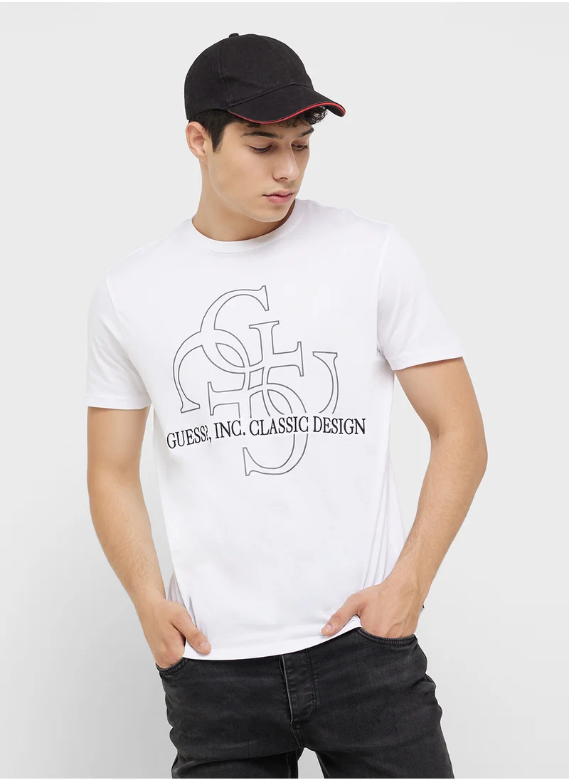 جس Printed Short Sleeve Crew Neck T-Shirt