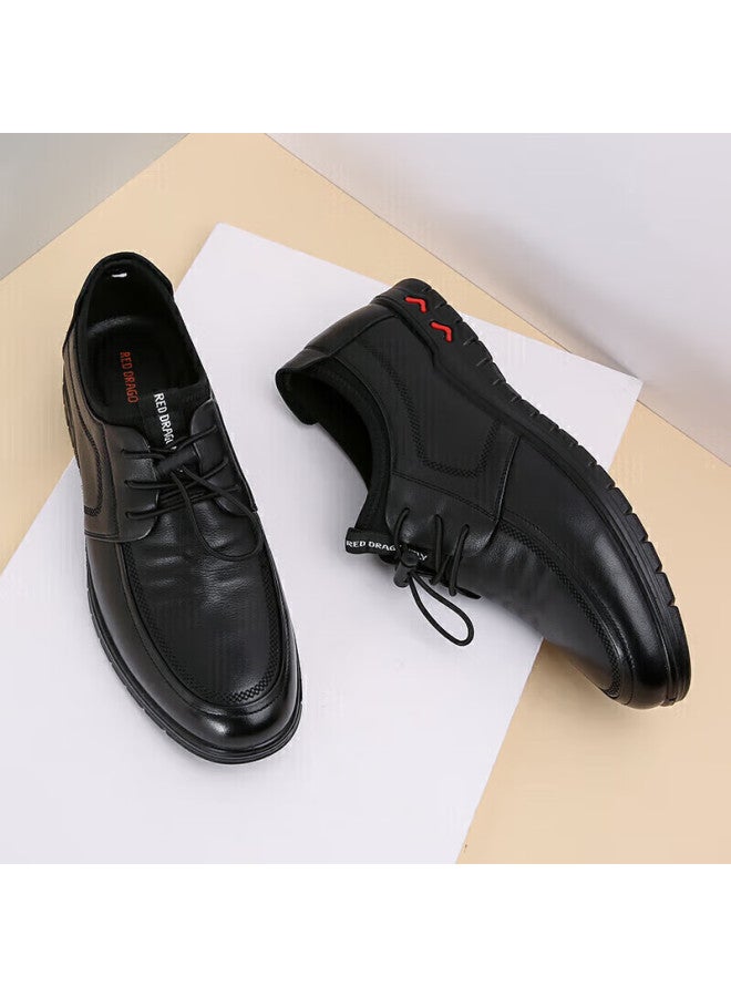 Red Dragonfly Leather Shoes For Men, Autumn And Winter Trendy Sports Lace-up Men's Shoes, Soft-soled Casual Shoes For Men, Wta41121, Black, Size 41 - Image 2