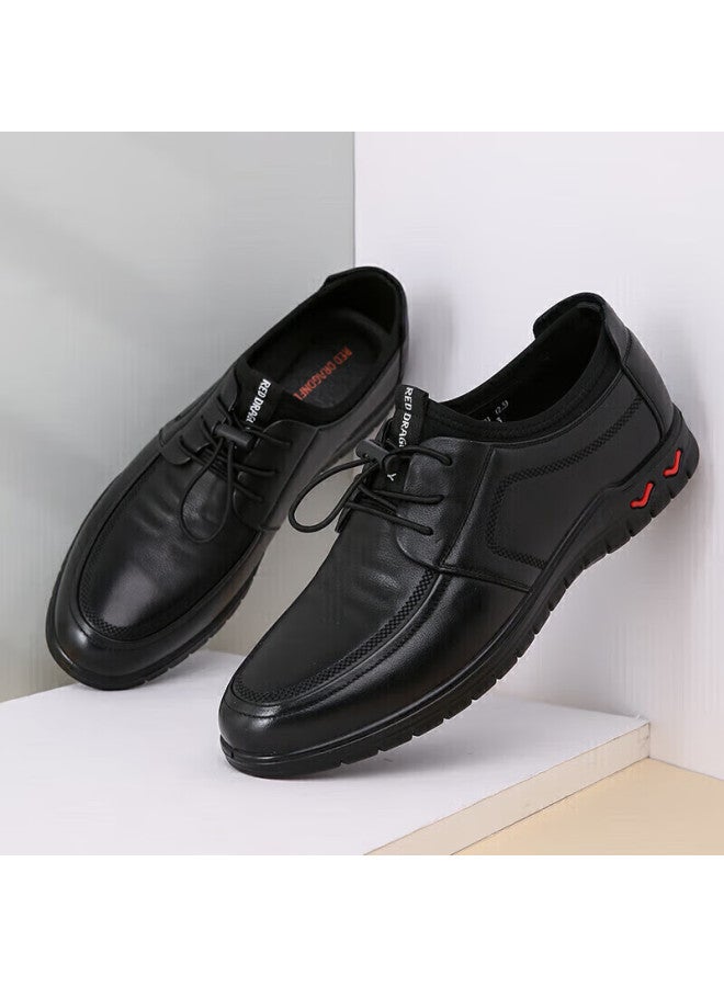 Red Dragonfly Leather Shoes For Men, Autumn And Winter Trendy Sports Lace-up Men's Shoes, Soft-soled Casual Shoes For Men, Wta41121, Black, Size 41 - Image 1