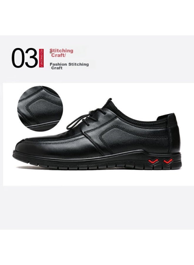 Red Dragonfly Leather Shoes For Men, Autumn And Winter Trendy Sports Lace-up Men's Shoes, Soft-soled Casual Shoes For Men, Wta41121, Black, Size 41 - Image 5