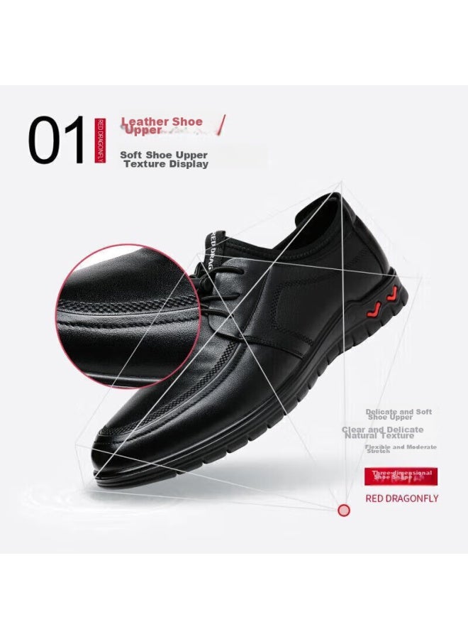 Red Dragonfly Leather Shoes For Men, Autumn And Winter Trendy Sports Lace-up Men's Shoes, Soft-soled Casual Shoes For Men, Wta41121, Black, Size 41 - Image 3