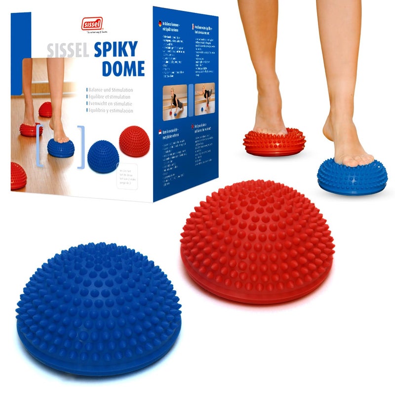 SISSEL Spiky Dome Set of 2 | Balance & Coordination Training Device | 100% Phthalate-Free PVC | Colors: Blue & Red | Foot Massage & Fitness | Supports up to 176 lbs | Ideal for Home Gym & Therapy - Image 1