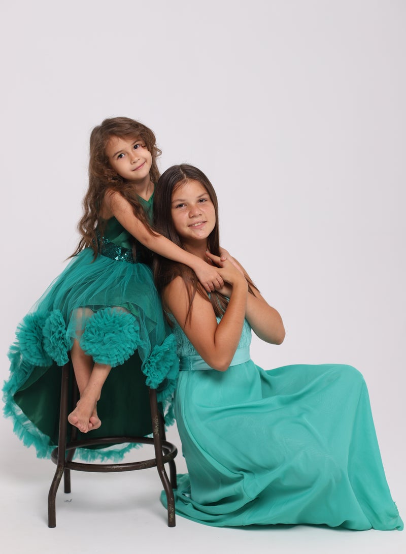 D'Daniela Floral Emerald Dress - Image 4