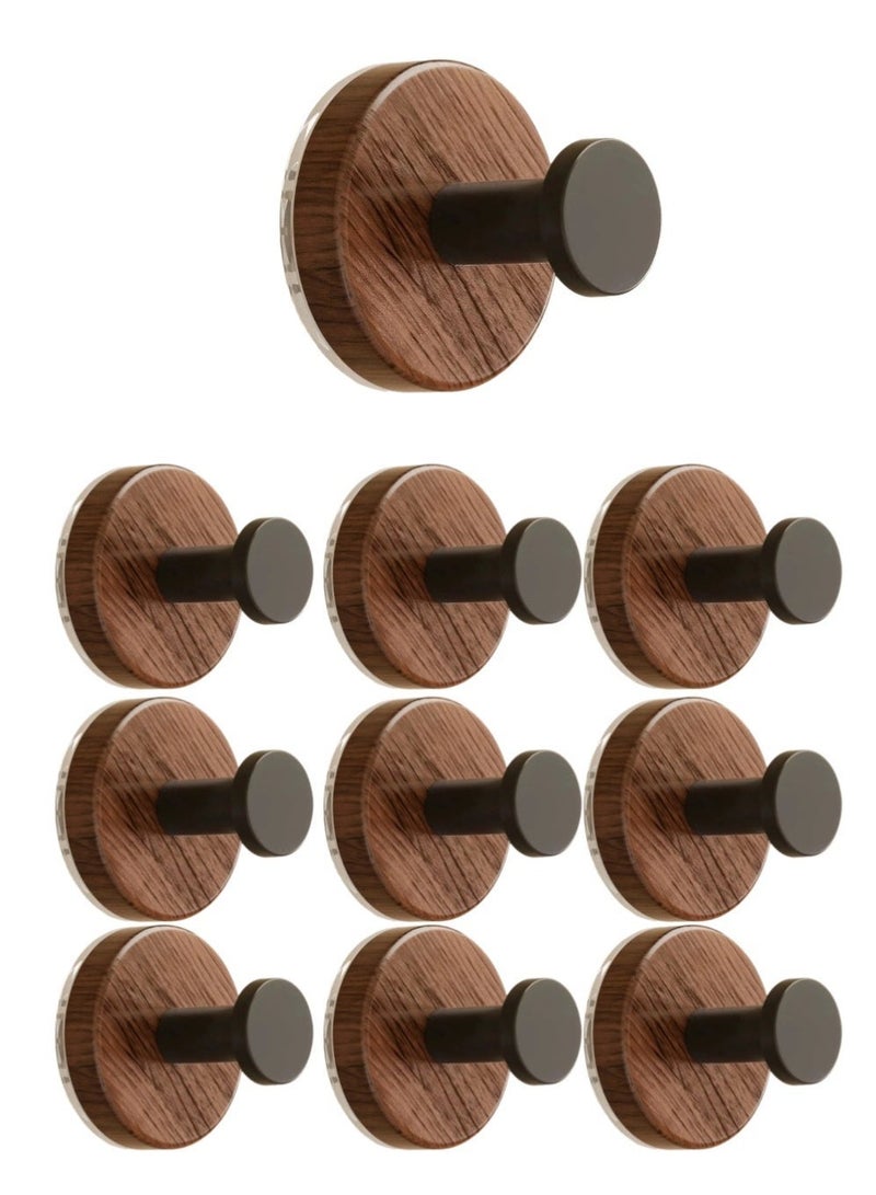 10-Piece Wood grain Wall Hooks wall hanger- Self Adhesive Hook - Without Nails Drill Free Strong Sticky Hook - Hanging Heavy Duty - for Home, Bathroom, Kitchen, Office - Image 1