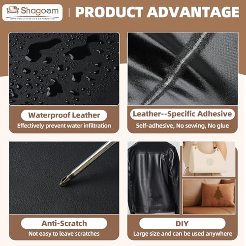 Shagoom Leather Repair Patch, 17X79 Inch Repair Patch Self Adhesive Waterproof, DIY Large Vinyl Patches for Couches, Furniture, Kitchen Cabinets, Wall （Dark Brown, 17X79 Inch） - Image 5